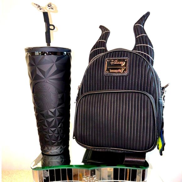 Disney Maleficent Convertible Backpack & Starbucks Midnight Glow Cup –NWT Bundle - Picture 1 of 15